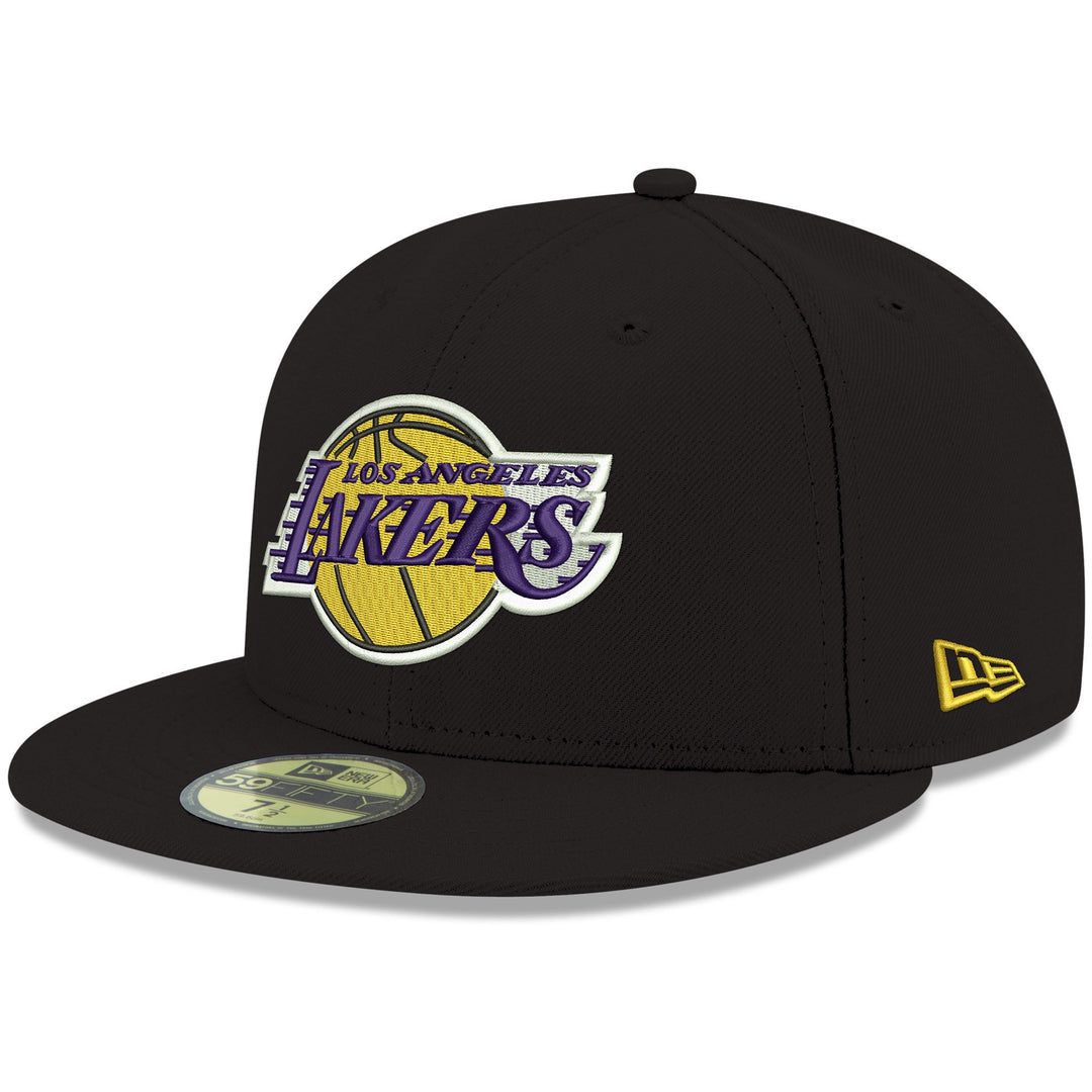 Los Angeles Lakers Fitted New Era 59Fifty Logo Black Cap Hat - THE 4TH QUARTER