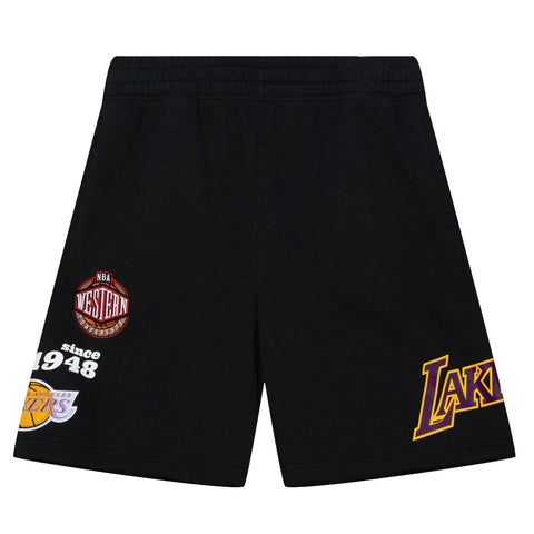 Los Angeles Lakers Mens Mitchell & Ness Origin Fleece Shorts Black