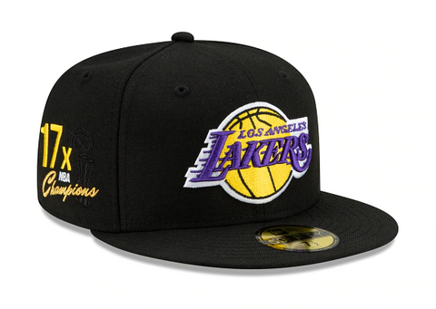 Los Angeles Lakers Fitted New Era 59Fifty Black 17X Champions Green Paisley UV Cap Hat