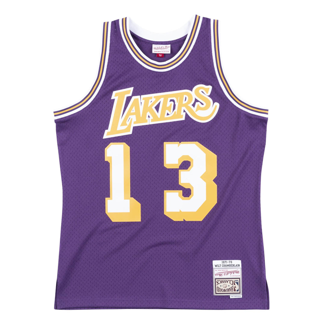 Los Angeles Lakers Mens Jersey Mitchell & Ness 1971-72 #13 Wilt Chamberlain Purple - THE 4TH QUARTER