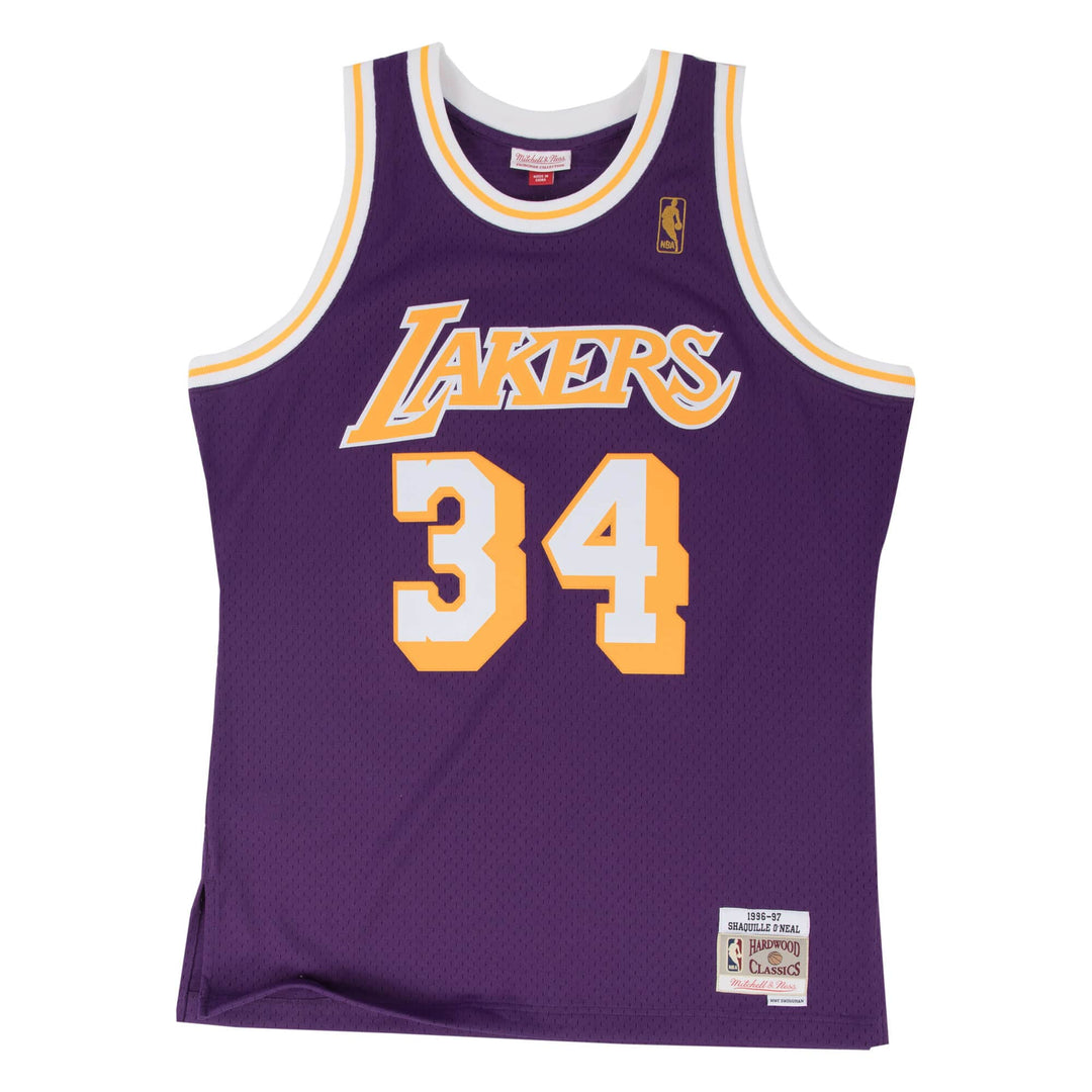 Los Angeles Lakers Mens Jersey Mitchell & Ness 96-97 #34 Shaquille O'Neal Swingman Purple - THE 4TH QUARTER