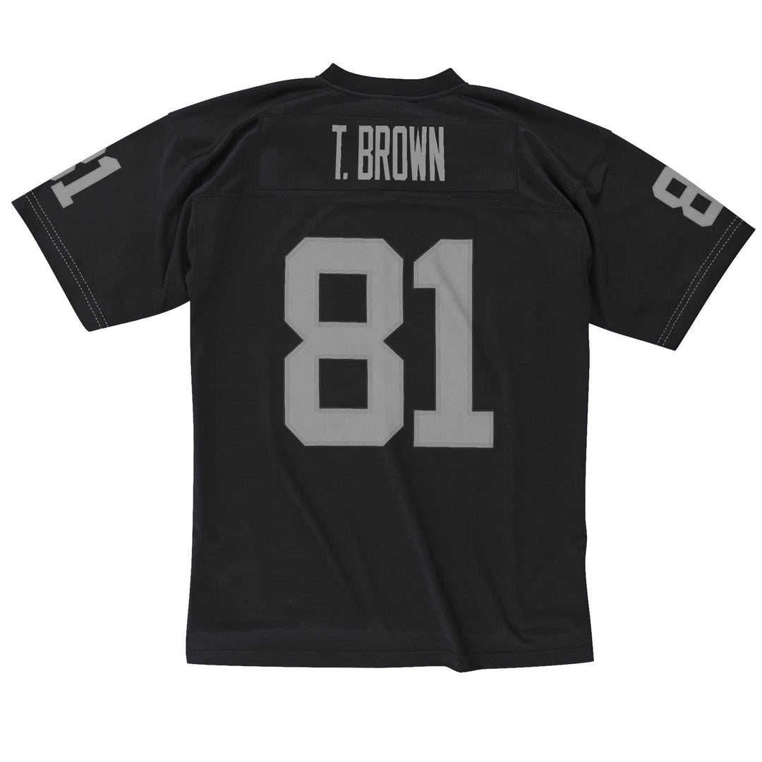 Los Angeles Raiders Mens Jersey Mitchell & Ness # 81 Tim Brown 1997 Replica Black - THE 4TH QUARTER