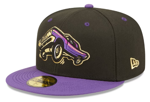 Fresno Grizzlies Lowriders Fitted New Era 59Fifty Copa de la Diversion Black Purple