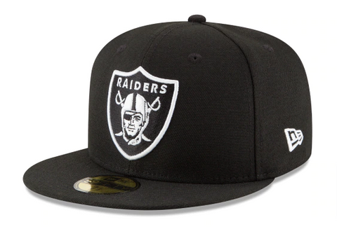 Oakland Raiders Fitted League Basic New Era 59Fifty Cap Hat Black White - THE 4TH QUARTER