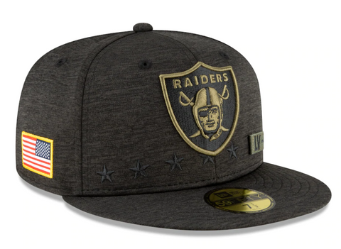 Las Vegas Raiders Fitted New Era 59Fifty 2020 Salute to Service Heather Black Cap Hat