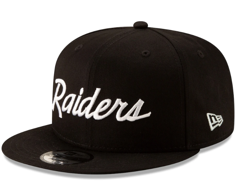 Las Vegas Raiders Snapback New Era 9Fifty Script Black Hat Cap Black