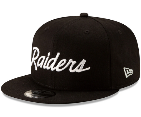Las Vegas Raiders Snapback New Era 9Fifty Script Black Hat Cap Black