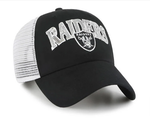 Raiders Strapback '47 Brand Clean Up Sparkaloose Womens Trucker Mesh Cap Hat