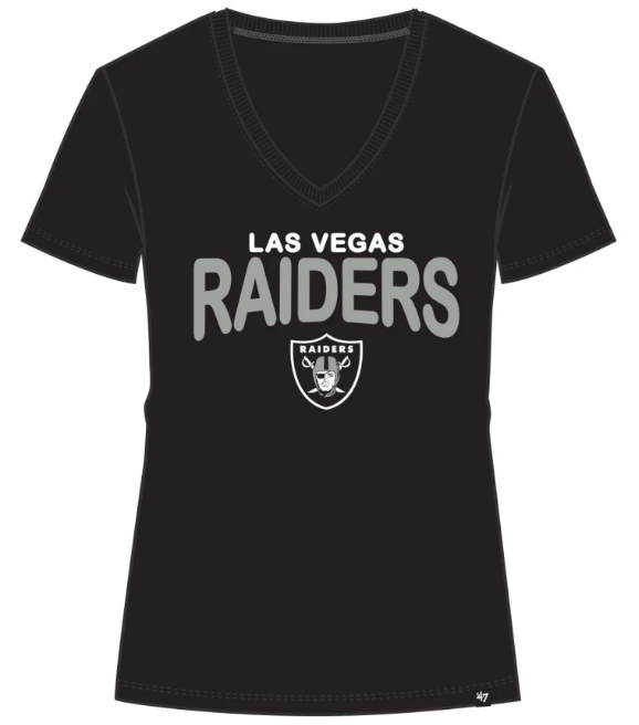 Las Vegas Raiders Womens 47 Brand Pop Ultra Rival T-Shirt V-Neck - THE 4TH QUARTER