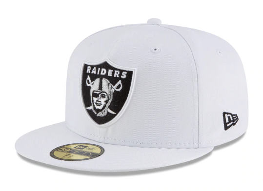 Raiders Fitted New Era 59Fifty Logo White Cap Hat - THE 4TH QUARTER