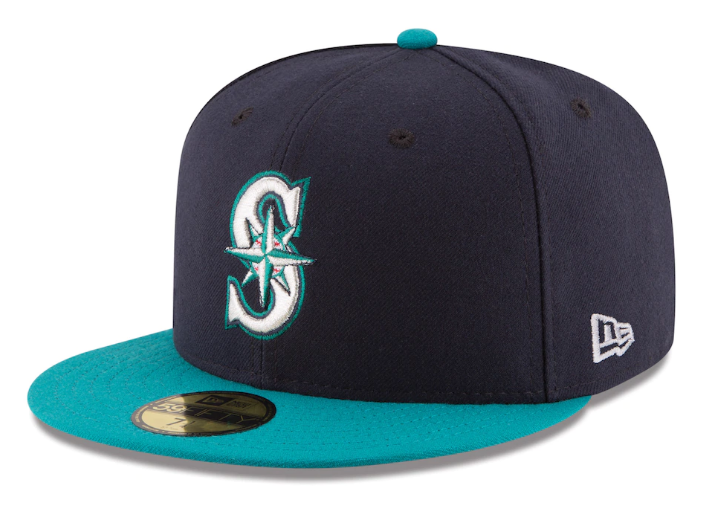 Seattle Mariners Fitted New Era 59Fifty Alternate Hat Cap Navy Aqua - THE 4TH QUARTER