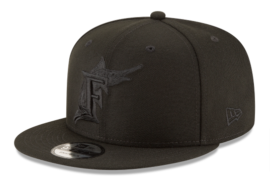 Florida Marlins Snapback New Era Basic Logo Cap Hat Black on Black - THE 4TH QUARTER