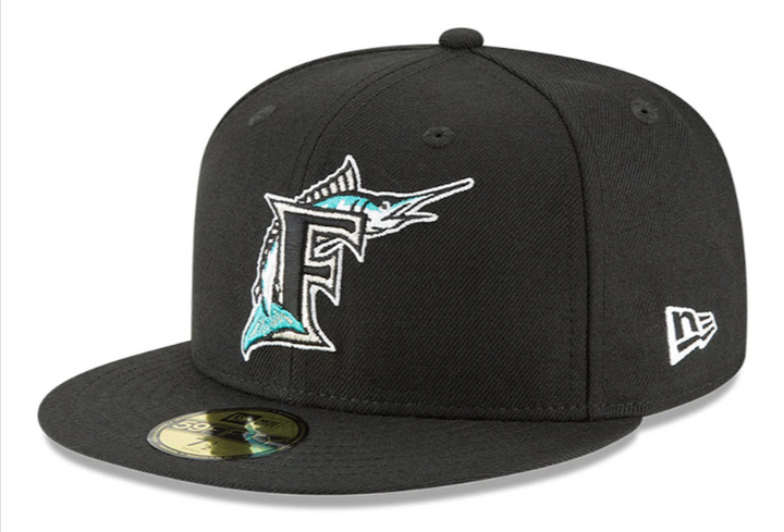 Florida Marlins Fitted New Era 59Fifty Cooperstown Collection Wool Black Cap Hat - THE 4TH QUARTER