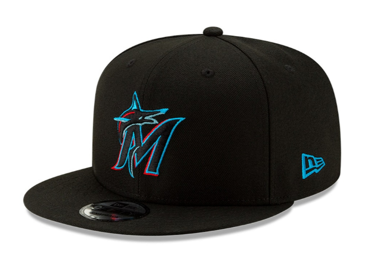 Miami Marlins Snapback New Era 9Fifty Basic Black Cap Hat - THE 4TH QUARTER