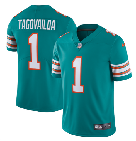 Miami Dolphins Men's Tua Tagovailoa Aqua Alternate Vapor Limited Jersey