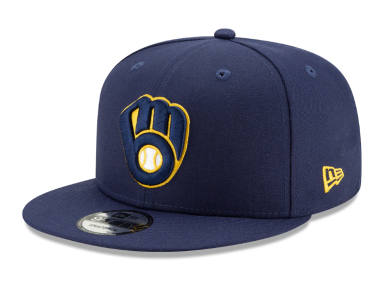 Milwaukee Brewers Snapback New Era 9Fifty Basic Throwback Logo Navy Cap Hat - THE 4TH QUARTER