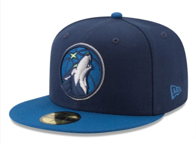 Minnesota Timberwolves Fitted 59Fifty New Era Cap Hat 2 Tone Navy Blue - THE 4TH QUARTER