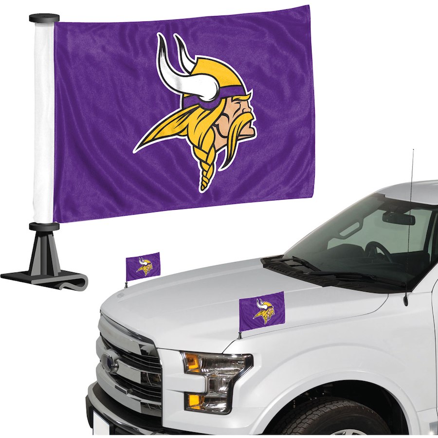 Minnesota Vikings Auto Ambassador 2PC Car Mini Flag Set - THE 4TH QUARTER