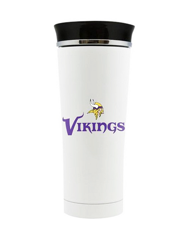 Minnesota Vikings 18oz Stainless Steel Free Flow Tumbler Travel Mug Cup White