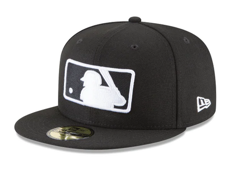 Major League Baseball MLB Fitted Black & White Logo New Era Cap Hat Black - THE 4TH QUARTER