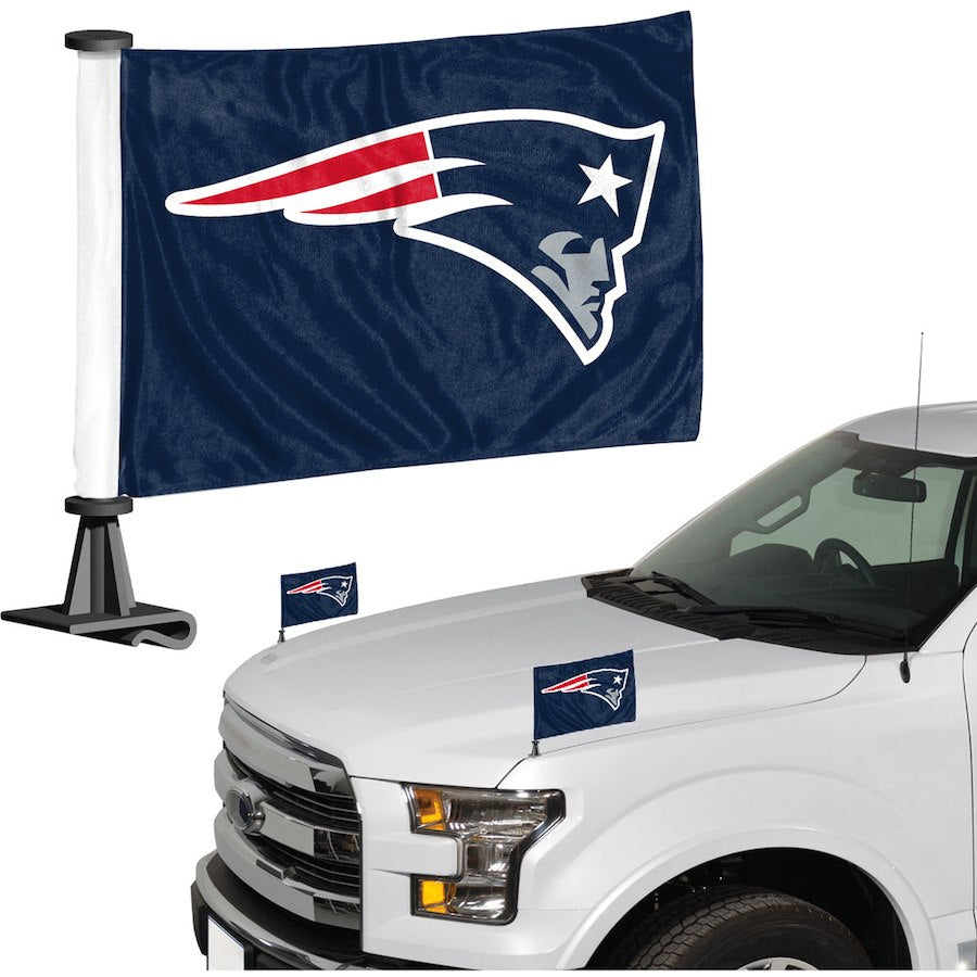 New England Patriots Auto Ambassador 2PC Car Mini Flag Set - THE 4TH QUARTER