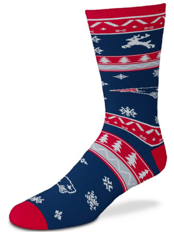 New England Patriots For Bare Feet Holiday Pattern Crew Socks