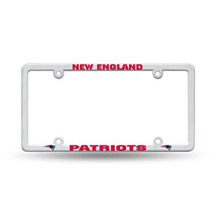 New England Patriots White Plastic License Plate Frame