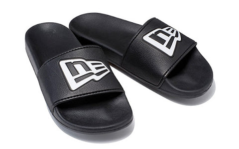 New Era Brand Mens Slides Sandals Black White