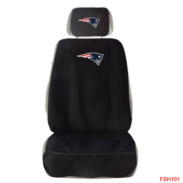New England Patriots Front Seat Cover W/ Head Rest Cover Universal - THE 4TH QUARTER