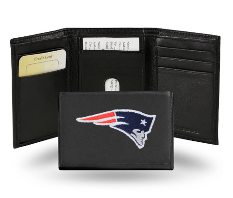 New England Patriots Mens Embroidered Leather Trifold Wallet