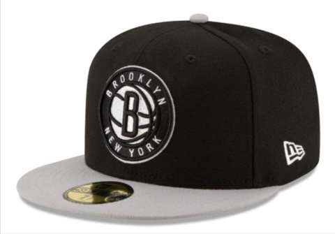 Brooklyn Nets Fitted 59Fifty New Era Cap Hat 2 Tone Black Grey