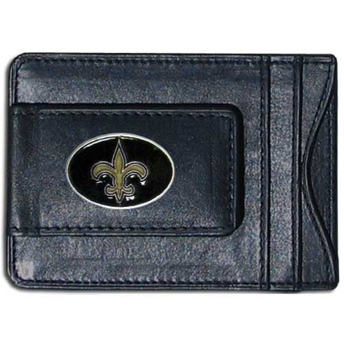 New Orleans Saints Magnetic Leather Card Holder Money Clip Wallet - THE 4TH QUARTER