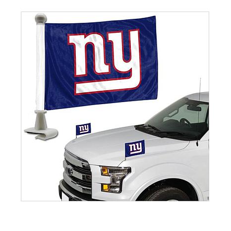 New York Giants Auto Ambassador 2PC Car Mini Flag Set - THE 4TH QUARTER