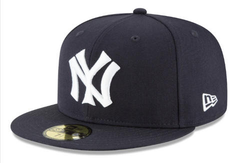 New York Yankees Fitted New Era 59FIFTY Cooperstown Wool Navy Cap Hat Grey UV
