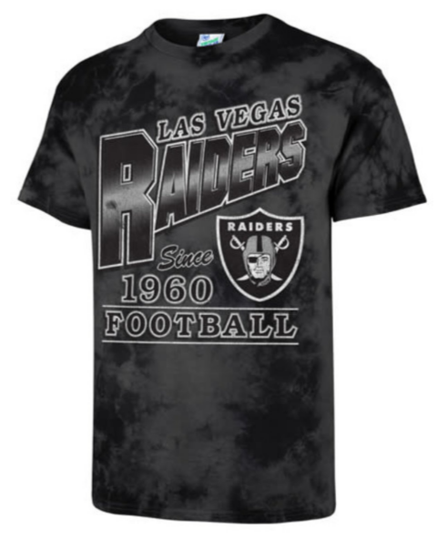 Las Vegas Raiders Mens T-Shirt '47 Brand Charcoal Tie Dye Streaker Vintage Tee - THE 4TH QUARTER