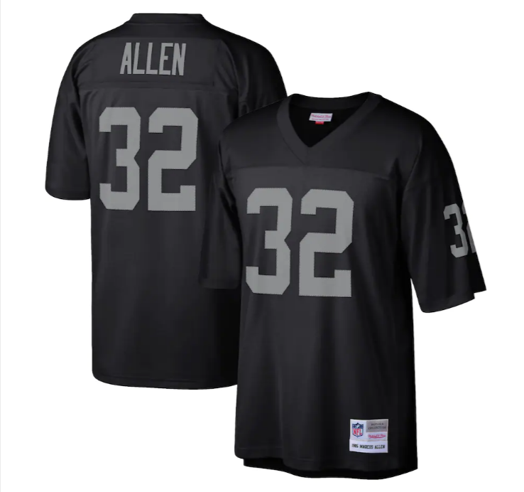 Raiders Mens Jersey Mitchell & Ness #32 Marcus Allen 1985 Legacy Replica Black - THE 4TH QUARTER