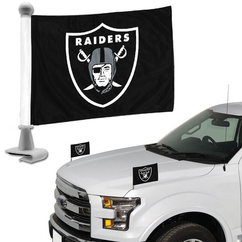 Oakland Raiders Auto Ambassador Flag Black Set