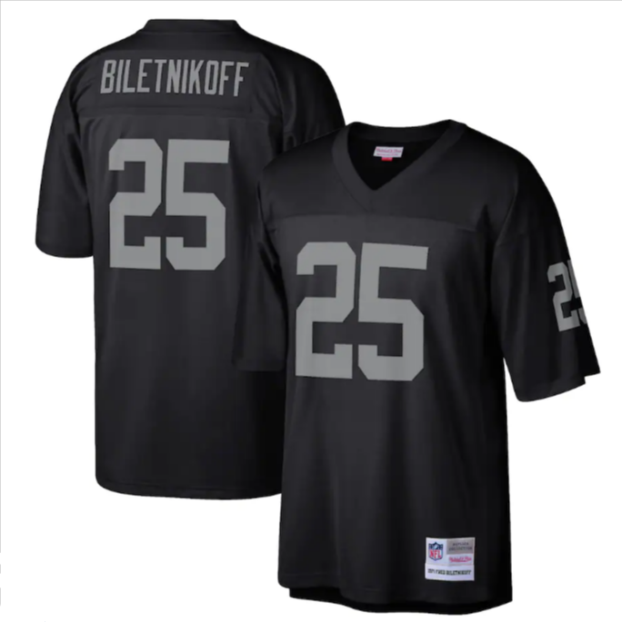Los Angeles Raiders Mens Jersey Mitchell & Ness #25 Biletnikoff Replica Black - THE 4TH QUARTER