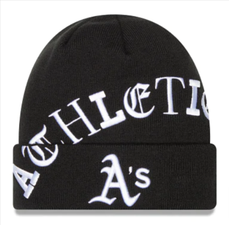Oakland Athletics Beanie New Era Blackletter Cuffed Knit Hat Black