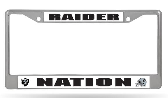 Raiders Chrome Auto Licensed Plate Frame Raider Nation - THE 4TH QUARTER