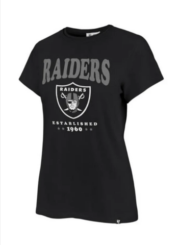 Las Vegas Raiders Womens 47 Brand Flint T-Shirt Crew Neck Black