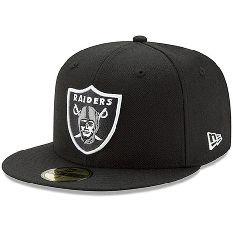 Oakland Raiders Fitted New Era 59Fifty Basic Black Cap Hat - THE 4TH QUARTER