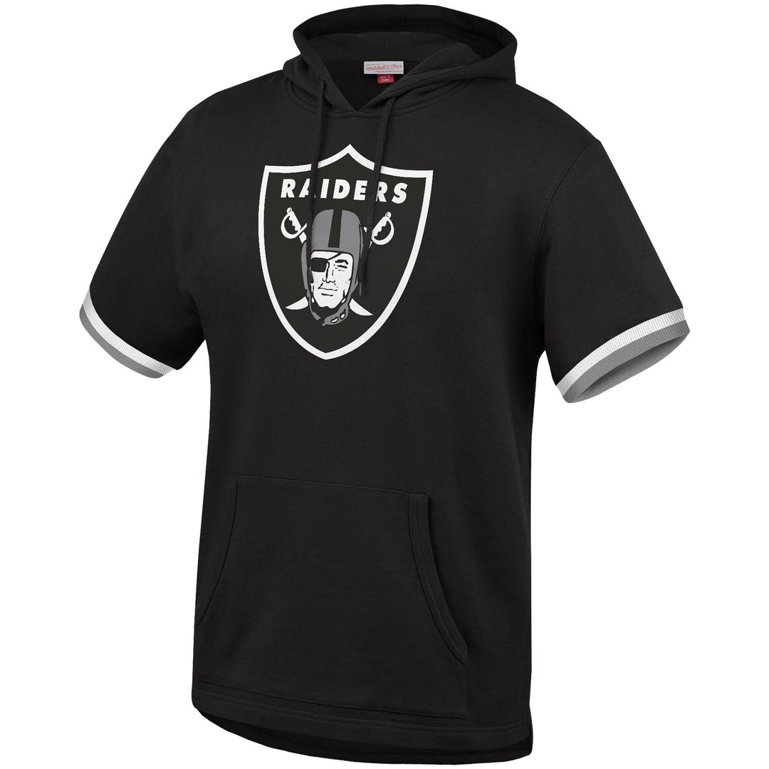 Oakland Raiders Mens Sweatshirt Mitchell & Ness French Terry Hooded Short Sleeve - THE 4TH QUARTER