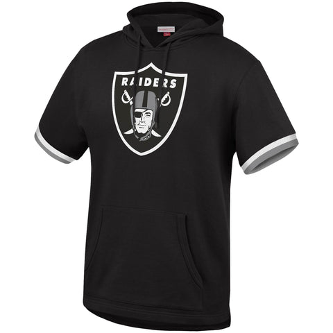 Oakland Raiders Mens Sweatshirt Mitchell & Ness French Terry Hooded Short Sleeve