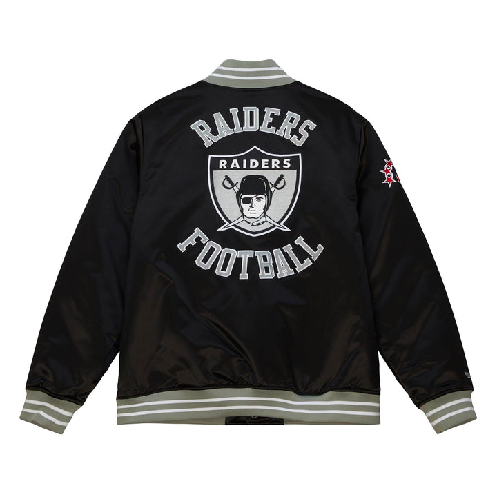 Oakland Raiders Mens Jacket Mitchell &amp; Ness Heavyweight Satin - THE 4TH QUARTER