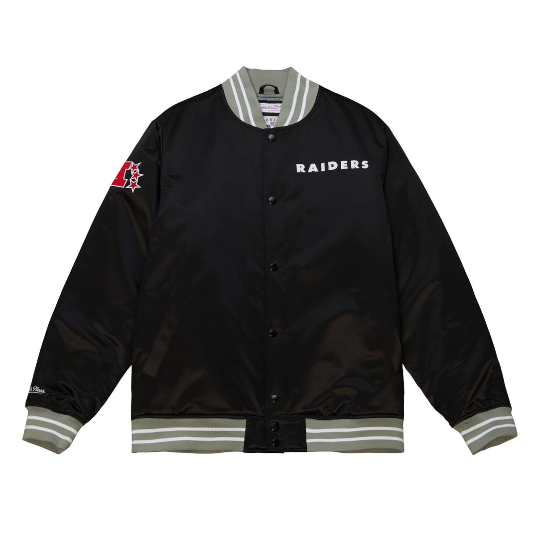 Oakland Raiders Mens Jacket Mitchell &amp; Ness Heavyweight Satin - THE 4TH QUARTER