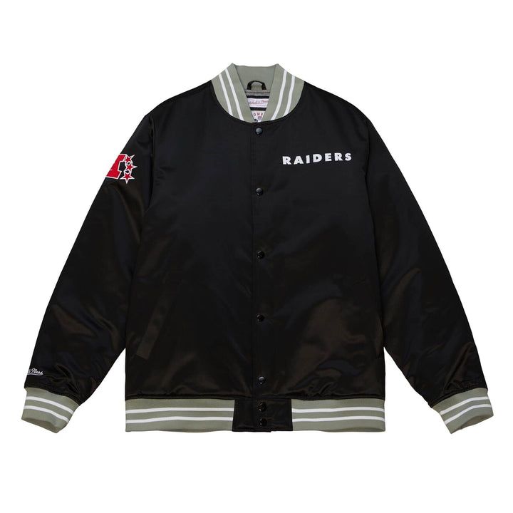 Oakland Raiders Mens Jacket Mitchell &amp; Ness Heavyweight Satin - THE 4TH QUARTER