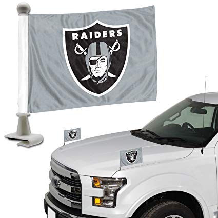 Oakland Raiders Auto Ambassador 2PC Car Mini Flag Set