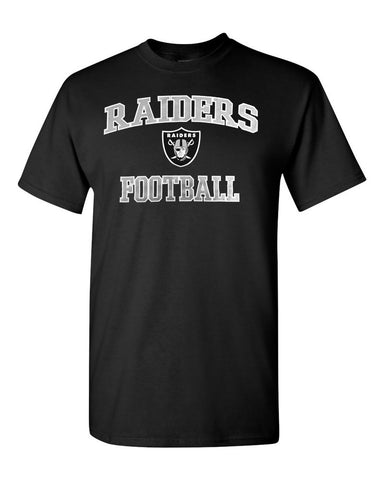 Raiders Mens T-Shirt Heart & Soul Football Black Tee