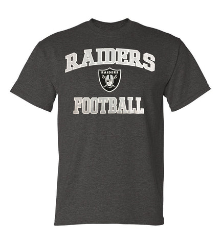 Raiders Mens T-Shirt Majestic Heart & Soul Football Charcoal